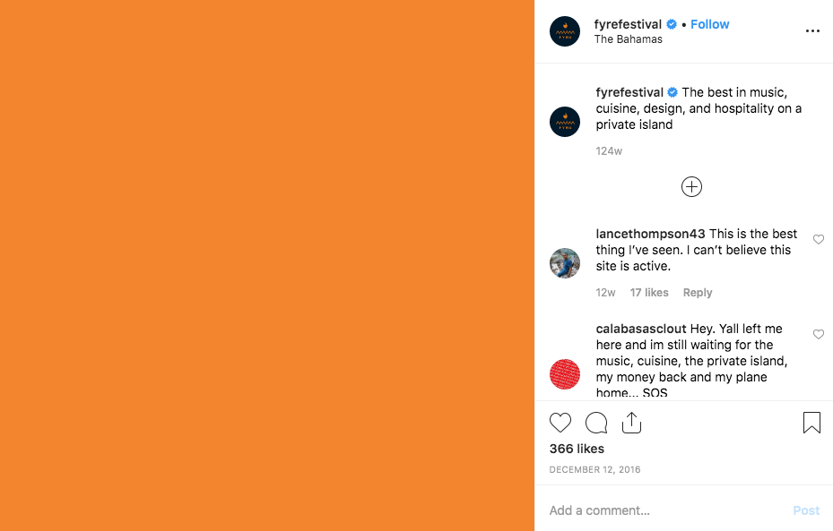 Fyre Orange Tile - Instagram Marketing Horror Stories